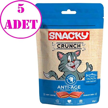 Snacky Crunchy Somonlu Kedi Ödülü Anti-Age 60 gr 5 AD