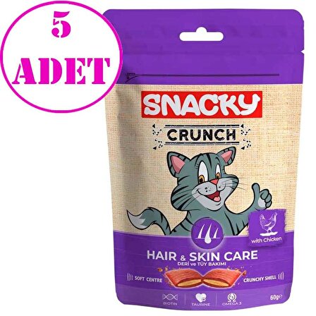 Snacky Crunchy Tavuklu Kedi Ödülü Hair-Skin 60 gr 5 AD