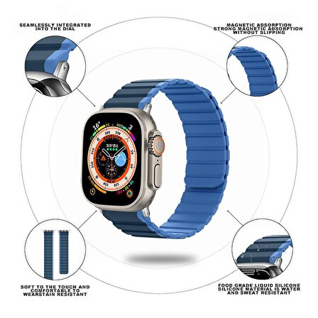 Gpack Apple Watch 9 45mm Kordon Solo Loop Mıknatıslı Çift Renk HS53