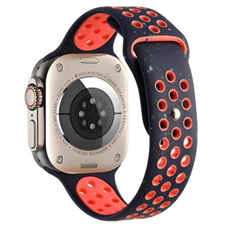 Gpack Apple Watch 9 45mm Kordon Delikli Çift Renk 2023 Seri Silikon