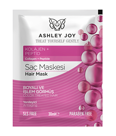 Ashley Joy Kolajen İçeren Boyalı Ve İşlem Görmüş Saçlara Özel Yenileyici Saç Bakım Maskesi 30 ML