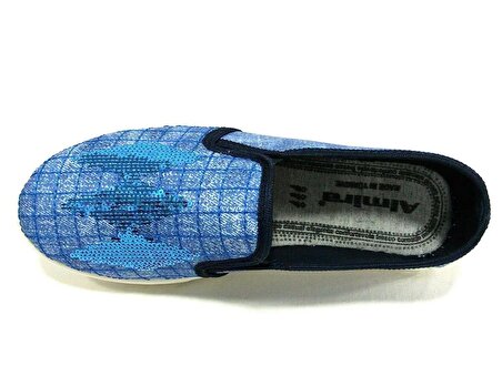 Almira Mavi Pullu Bağcıksız Anatomik Sneakers Babet