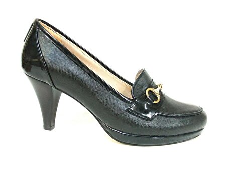 Zenay Siyah Topuklu Bayan Ayakkabı
