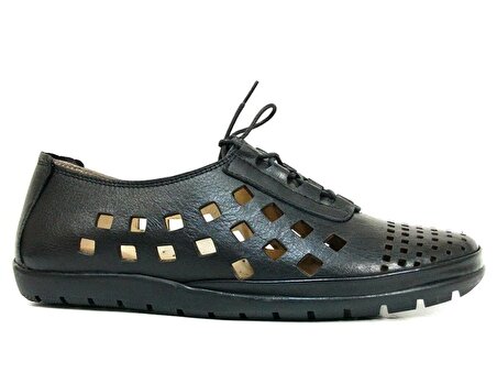 Darkwood Siyah Hakiki Deri Bağcıklı Ortopedik Comfort Ayakkabı