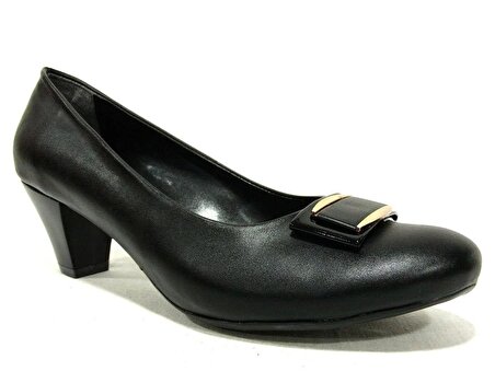 Ventes Siyah Tokalı Topuklu Bayan Ayakkabı