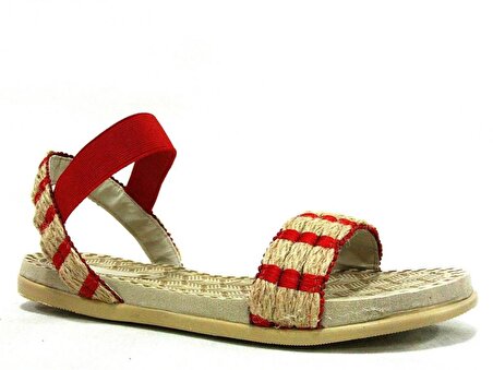 Shoepi Bej Kırmızı Anatomik Comfort Sandalet