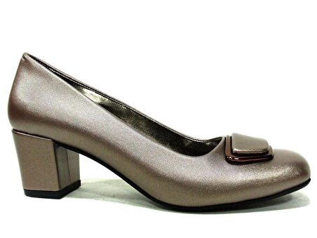Şener Bronz Kahverengi Topuklu Bayan Ayakkabı