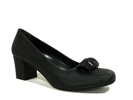 Şener Siyah Fiyonklu Topuklu Kadın Ayakkabı