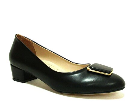 Ventes Siyah Fiyonklu Topuklu Kadın Ayakkabı
