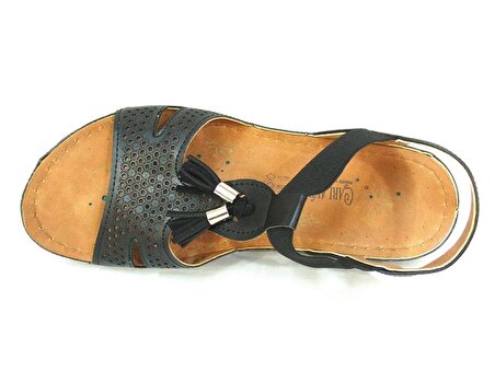 Carlaverde Siyah Püsküllü Anatomik Comfort Sandalet