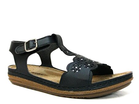 Paprika Siyah Anatomik Comfort Sandalet