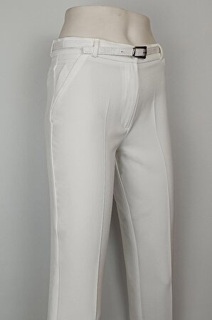 Bilek Boy Kumaş Pantolon Beyaz 3059