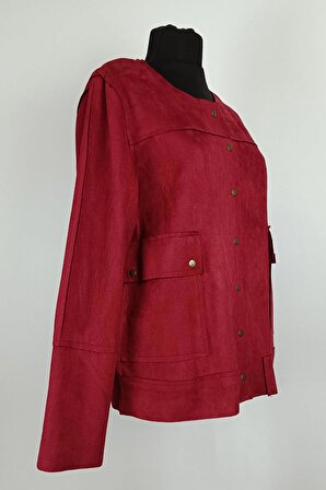 Çıtlı Süet Ceket Kırmızı C45