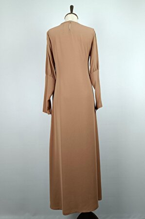 Taş Detayı Elbise Vizon 7804