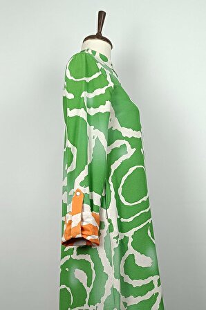 Büyük Beden Desenli Tunik Yeşil K328