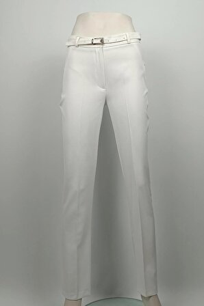 Uzun paça Kumaş Pantolon Beyaz 3082