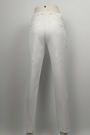 Uzun paça Kumaş Pantolon Beyaz 3082