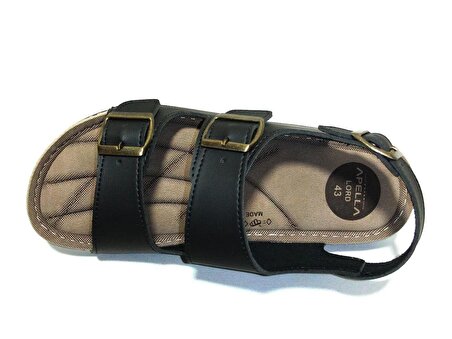 Apella Siyah Tokalı Anatomik Comfort Sandalet