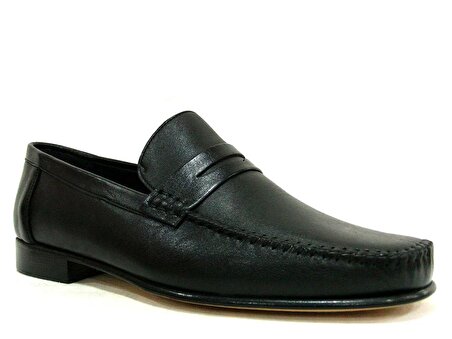 Ramiz Rok Siyah Bağcıksız Comfort Kösele Deri Erkek Ayakkabı