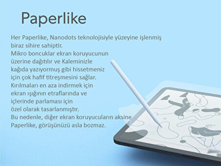 Apple iPad Air 10.9" 4.nesil 2020 uyumlu Paperlike Nano Kırılmaz Ekran Koruyucu Kağıt Hissi Paper Like Esnek