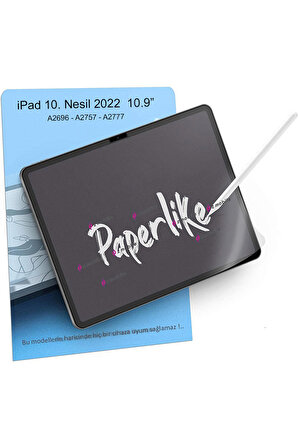 Apple iPad 10. Nesil 2022 10.9" uyumlu Paperlike Ekran Koruyucu Kırılmaz KağıtHissi Paper Like