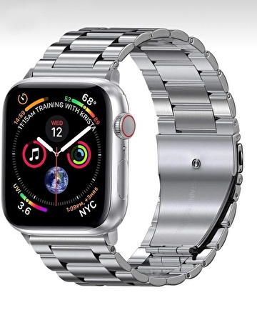 Apple Watch 42 / 44 / 45 / 49 Mm Uyumlu Metal Baklalı Kordon Çelik Paslanmaz