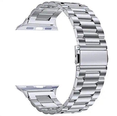 Apple Watch 42 / 44 / 45 / 49 Mm Uyumlu Metal Baklalı Kordon Çelik Paslanmaz