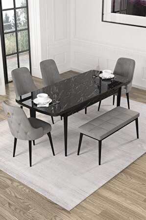 Rovena Alya Barok 80x132 Açılabilir Mdf Mutfak Masası Takımı 4 Adet Sandalye