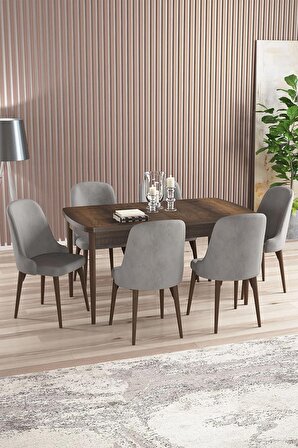 Rovena Armin Meşe 80x132 Açılabilir Mdf Mutfak Masası Takımı 6 Adet Sandalye