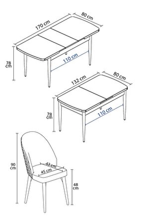Rovena Arjeta Beyaz Mermer 80x132 Açılabilir Mdf Mutfak Masası Takımı 4 Adet Sandalye+1 Bench