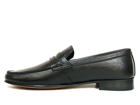 Punto Siyah Bağcıksız Kösele Erkek Ayakkabı