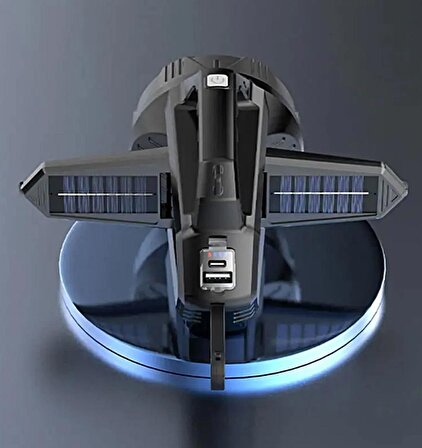 Gaman 60Watt Güneş Enerjili Solar Şarjlı 5 Mod Kamp El Feneri Sarkıt Fener Çardak Ledi Powerbank Özelliği