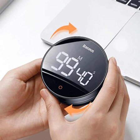 Baseus Stantlı Dijital Zamanlayıcı Kronometre Masaüstü Çalar Saat Geri Sayım Cihazı Heyo Rotation Pro