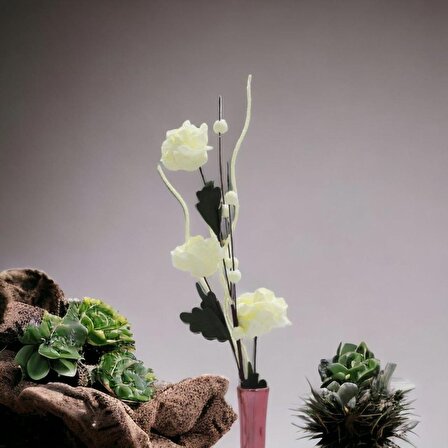 T.Concept Yapay Dekoratif Beyaz 3’lü Tek Dal Çiçek