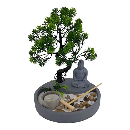 T.Concept Mini Buda Heykeli Yuvarlak Zen Bahçesi