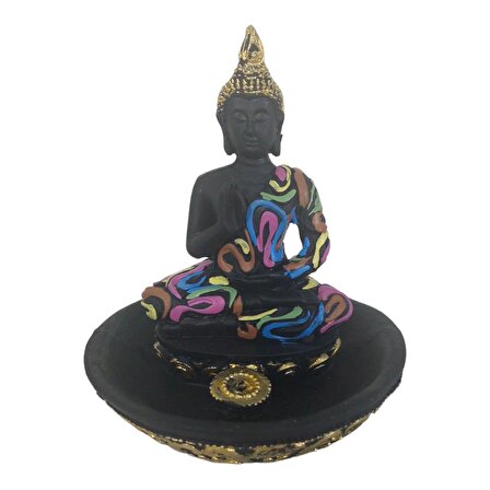 T.Concept Dekoratif, Dua Eden Buddha Siyah Ters Akışlı Buhurdanlık Renk Desenli