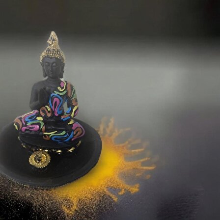 T.Concept Dekoratif, Dua Eden Buddha Siyah Ters Akışlı Buhurdanlık Renk Desenli
