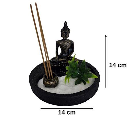 T.Concept Buda Heykeli Metal Yuvarlak Mini Zen Bahçesi