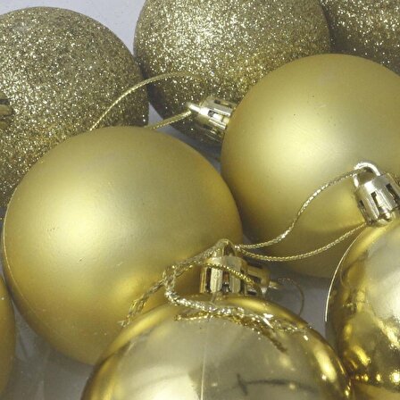T.Concept Yılbaşı Süsü Çam Ağacı Topu 12’li Noel Küresi 6 cm Gold
