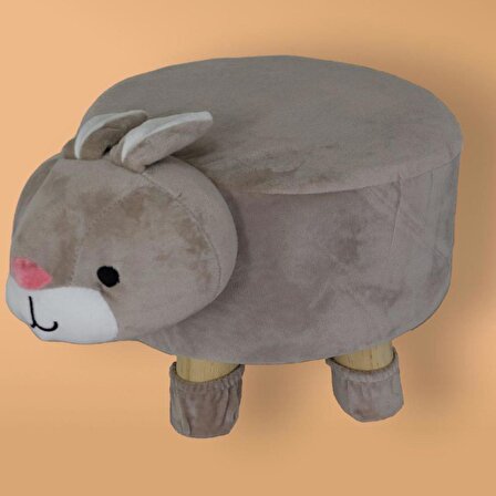 T. Concept  Hayvan ( Tavşan ) Figürlü Çocuk Pufu, Lastikli Kılıflı, Yıkanabilir