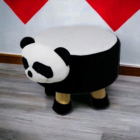 T. Concept  Hayvan ( Panda ) Figürlü Çocuk Pufu, Lastikli Kılıflı, Yıkanabilir