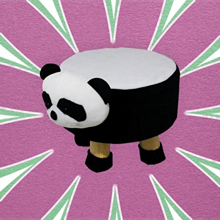 T. Concept  Hayvan ( Panda ) Figürlü Çocuk Pufu, Lastikli Kılıflı, Yıkanabilir
