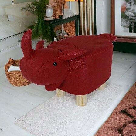 T. Concept  Hayvan ( Kırmızı Gergedan ) Figürlü Çocuk Pufu, Kolay Silinebilir