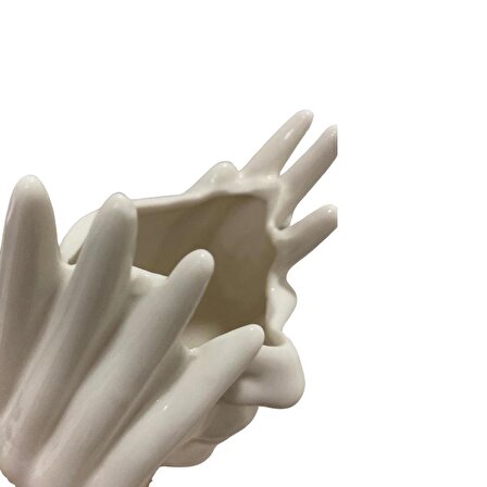 T.Concept Dekoratif Dayanıklı Kadın Yüz Figürlü Seramik Vazo Beyaz