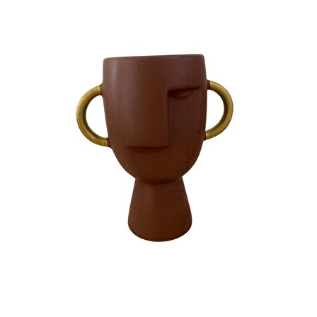 T.Concept Dekoratif Zarif Dayanıklı Seramik Minimalist Kahverengi Vazo