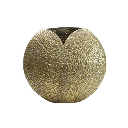 T.Concept Dekoratif Eskitme Kıvrımlı Metal Geniş Vazo Gold 43 cm