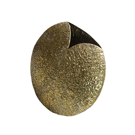 T.Concept Dekoratif Eskitme Kıvrımlı Metal Geniş Vazo Gold 43 cm