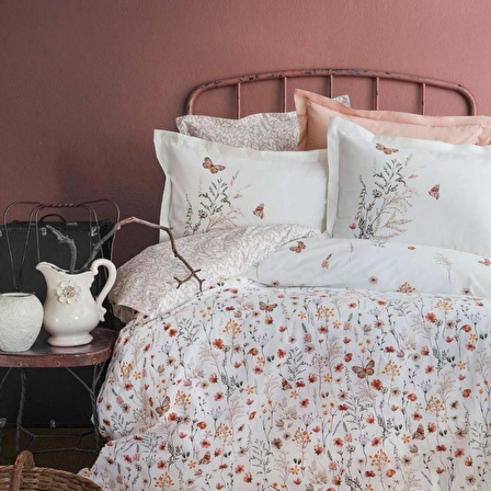 Apricitas Home Papillo Ranforce Tek Kişilik Nevresim Takımı Blush