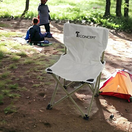 T.Concept Konforlu Kolay Taşınabilir Metal Ayaklı Katlanabilir Küçük Çocuk Kamp Sandalye Beyaz Renk