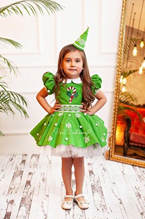 Elf Kız Çocuk Yılbaşı Kostümü